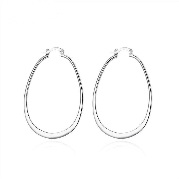 Silver-Plated Hoop Earrings - Female Big Ear Hoop - 925