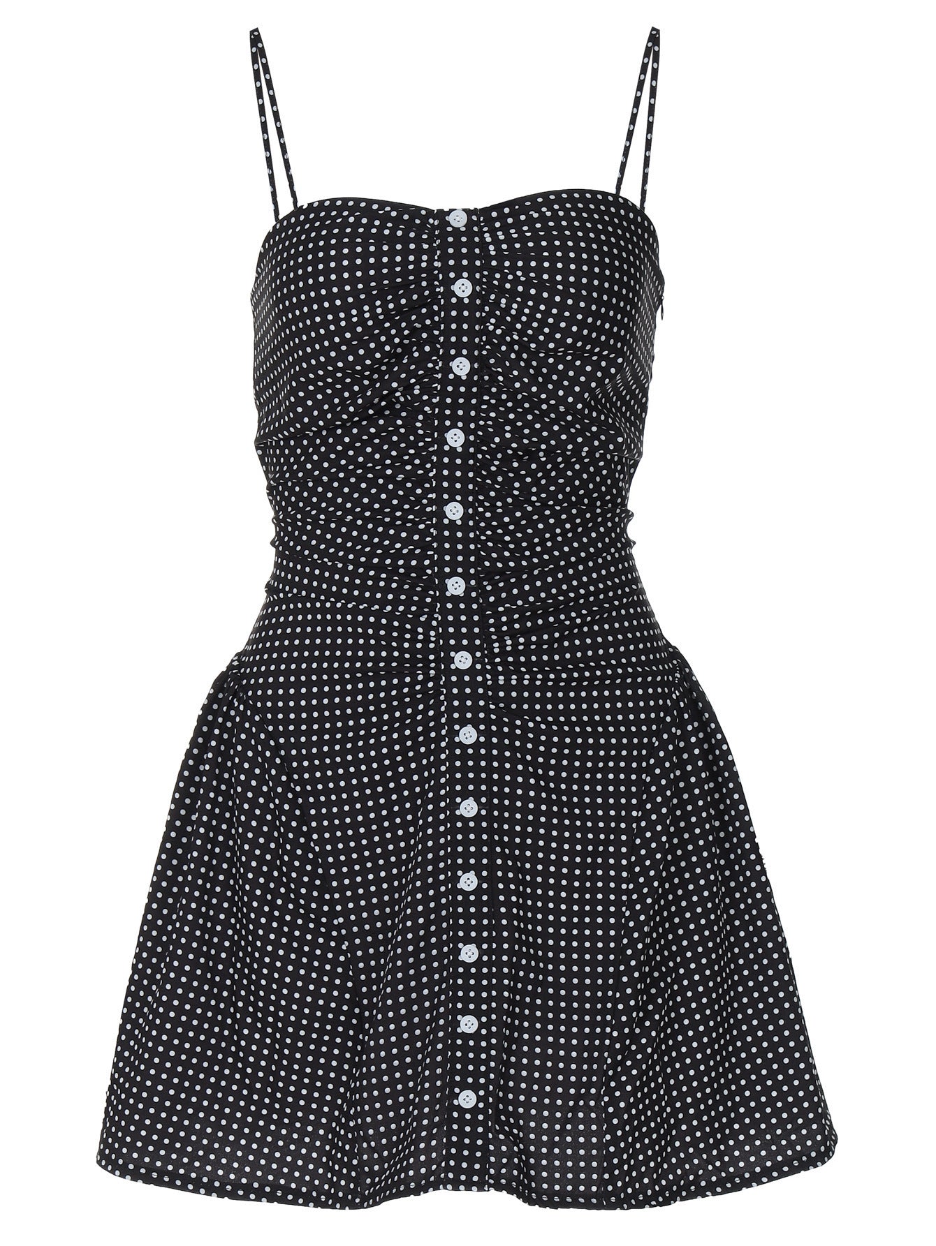 New Polka Dot Print Tube-Top Off-Neck-Strap Backless Dress