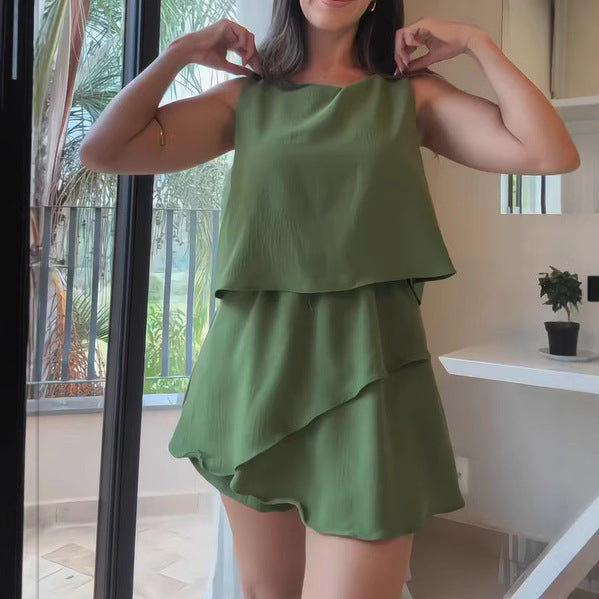 Stitching Ruffles Jumpsuit