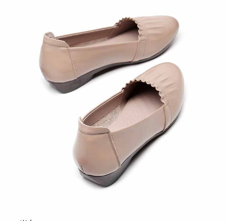 Flat Genuine Leather Office Lady Shoes