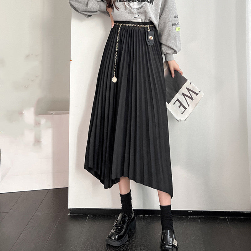 All-Match Velvet Pleated Skirt