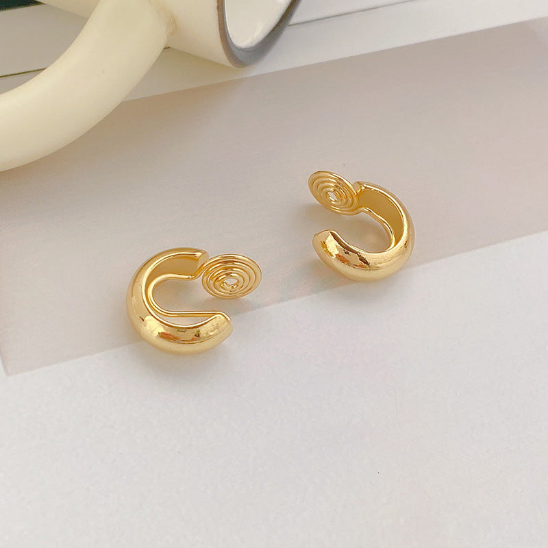 Top quality 18K Gold Color Mosquito Coil Clip on Hoop Earrings Hot Sale C Shape Copper C Shape Cuff Earrings Ear Clip