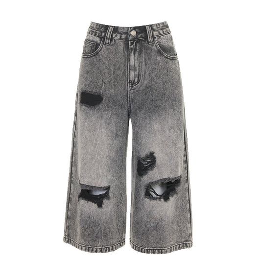 Vintage Seven-Point Wide-Leg Denim Trousers
