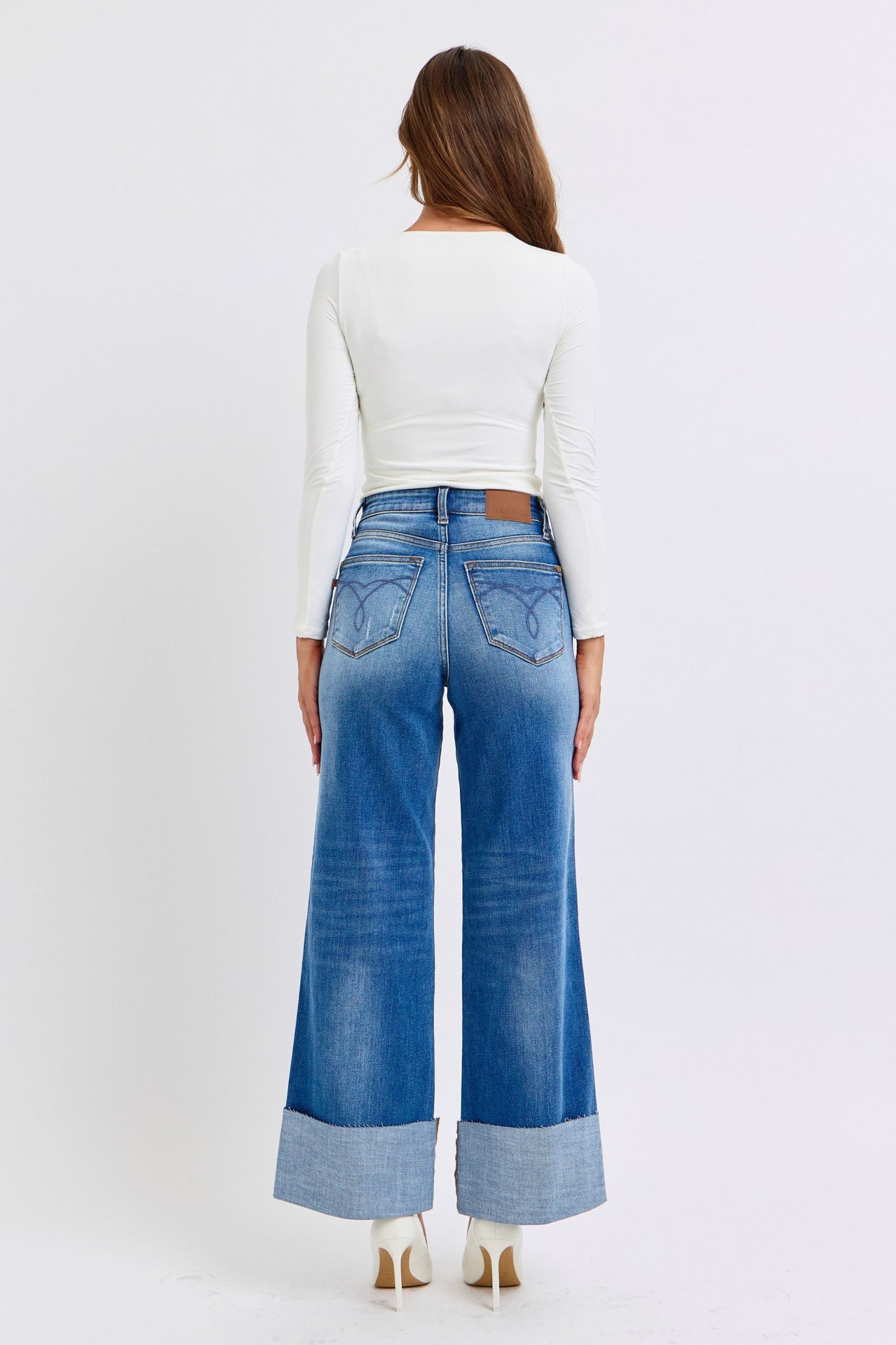 Distressed High-Waist Wide-Leg Jeans - US Only