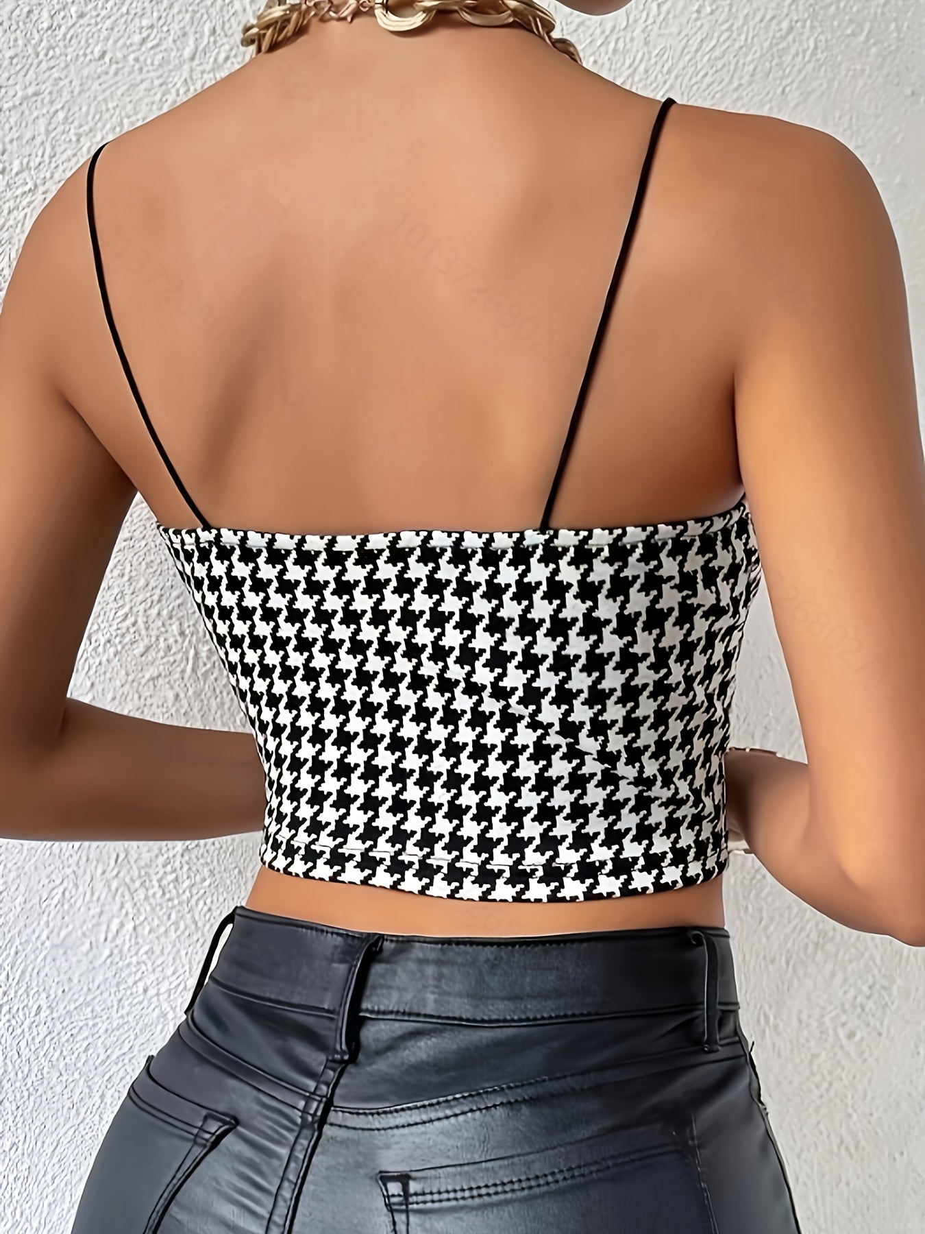 Houndstooth Backless Cami Top