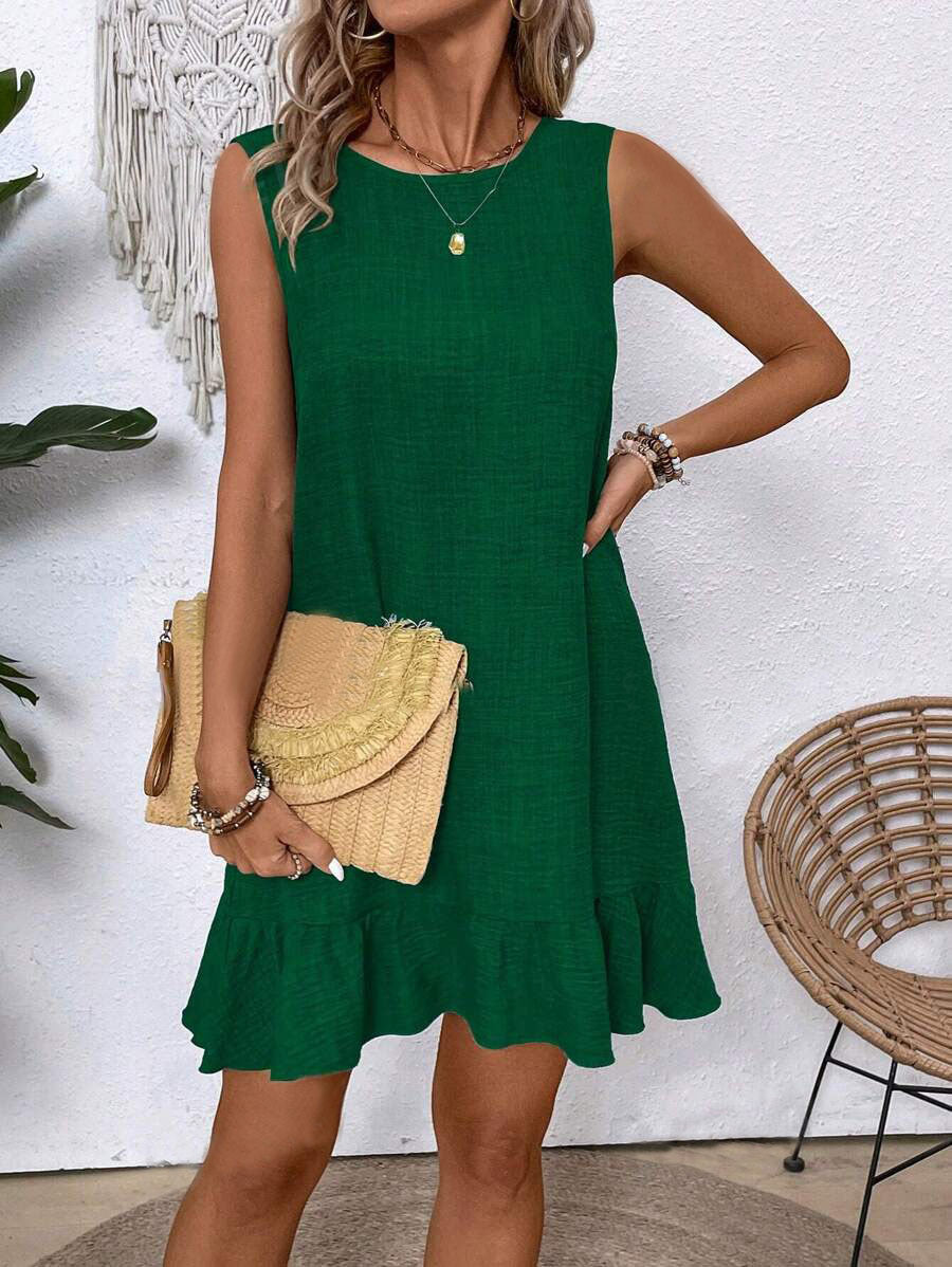Ruffles Loose Sleeveless Short Dress