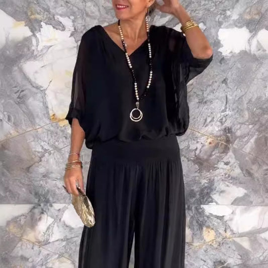 Fashionable Best-Selling Solid-Colored Chiffon Set For Women