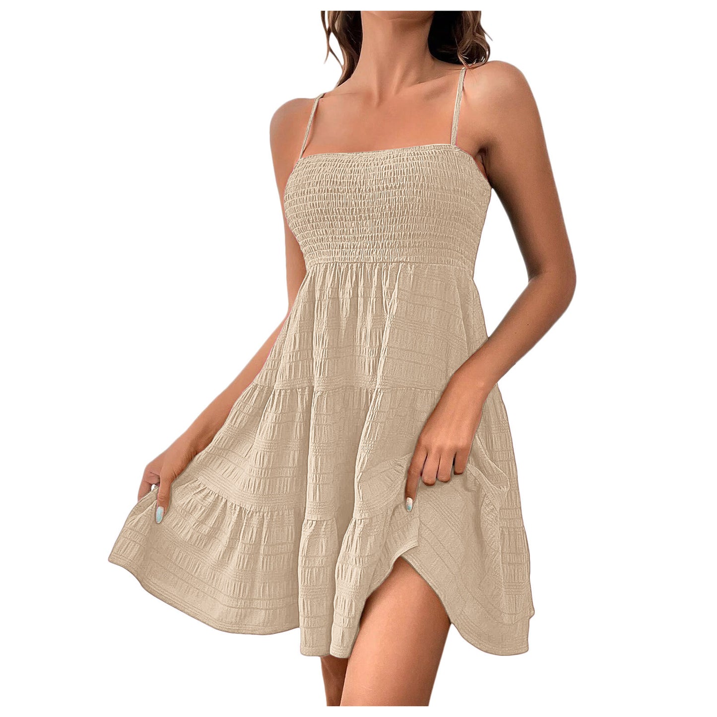 Spaghetti Strap Sleeveless Swing Mini Dress - US Only