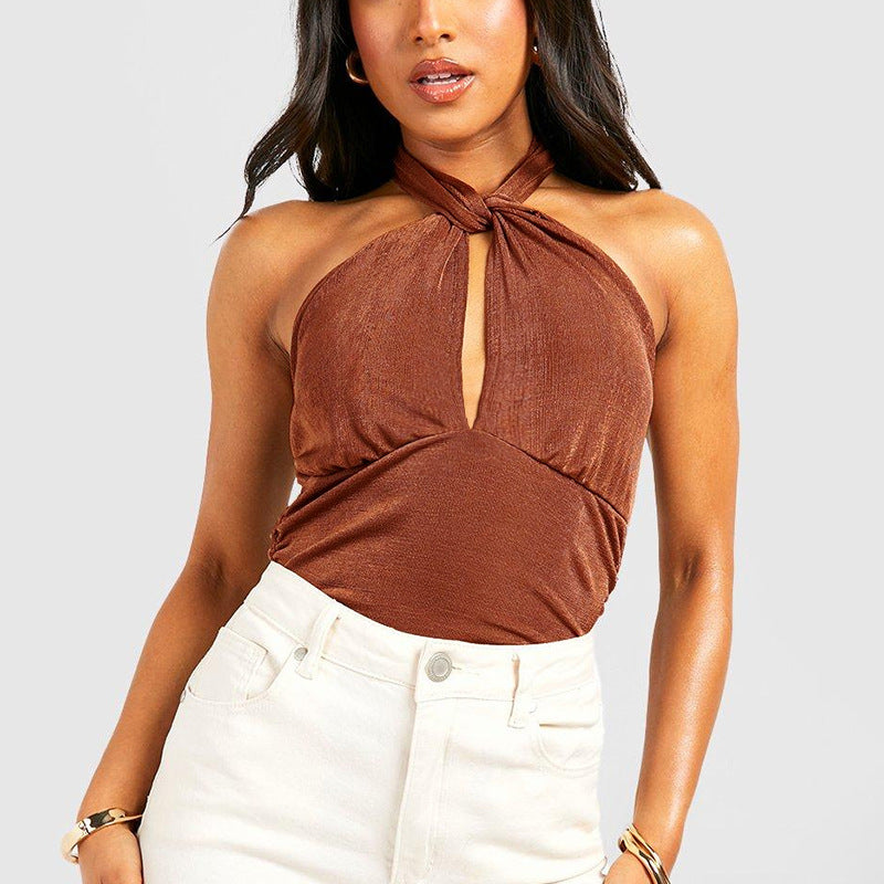 Womens Sexy Slim-fit Halter Neck Sleeveless Jumpsuit