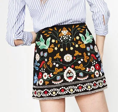 Charmma Embroidered Floral Skirt