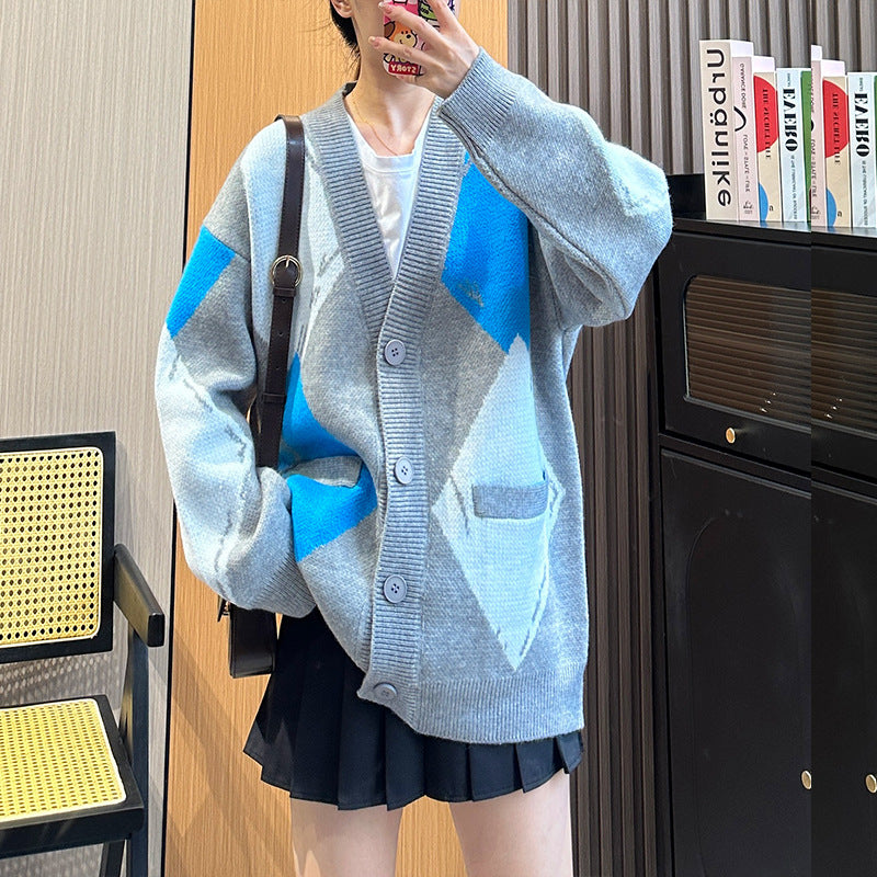 Retro Lazy-Style Knitted Long-Sleeve Top