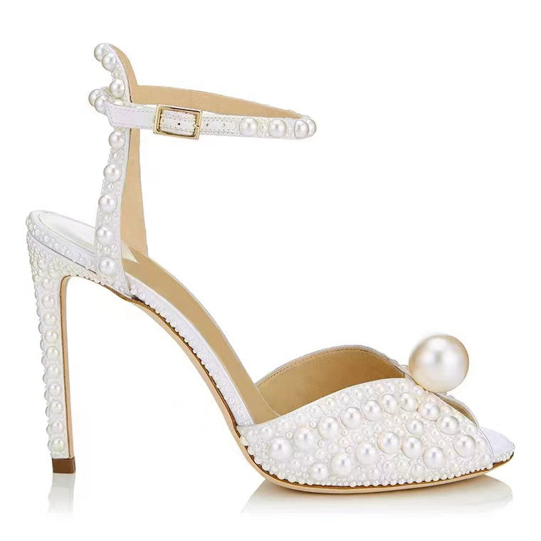 Fish Mouth High-Heel Pearl Sandals For Women