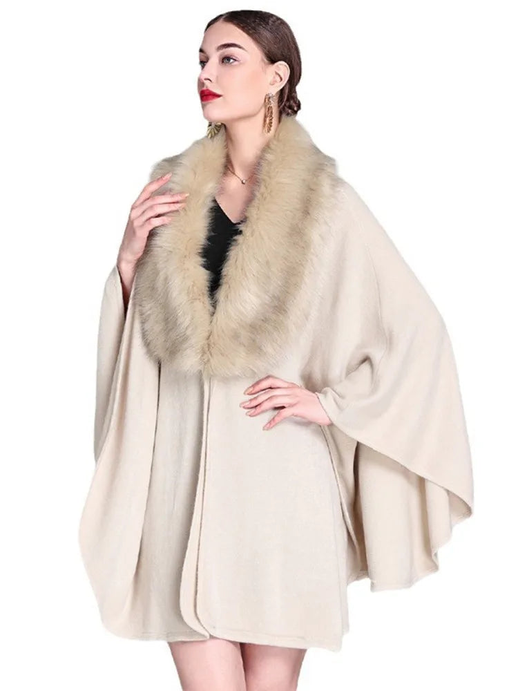 Splicing Plush Cloak Jacket