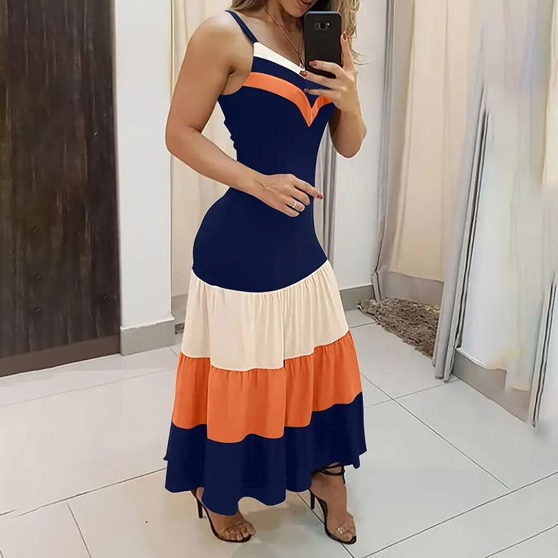 Colour-Block Spaghetti-Strap Maxi Dress - US Only