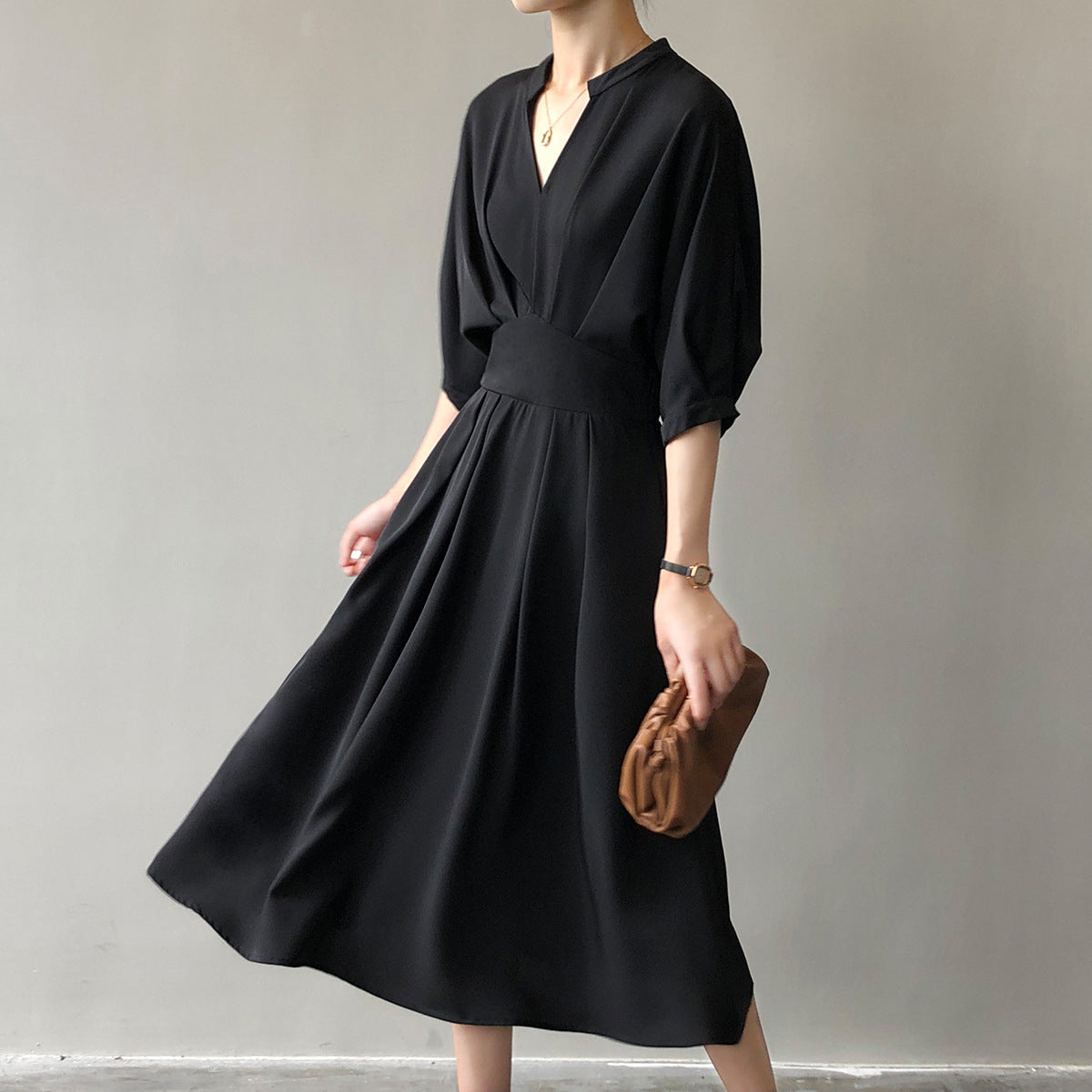 V-Neck Midi Dress