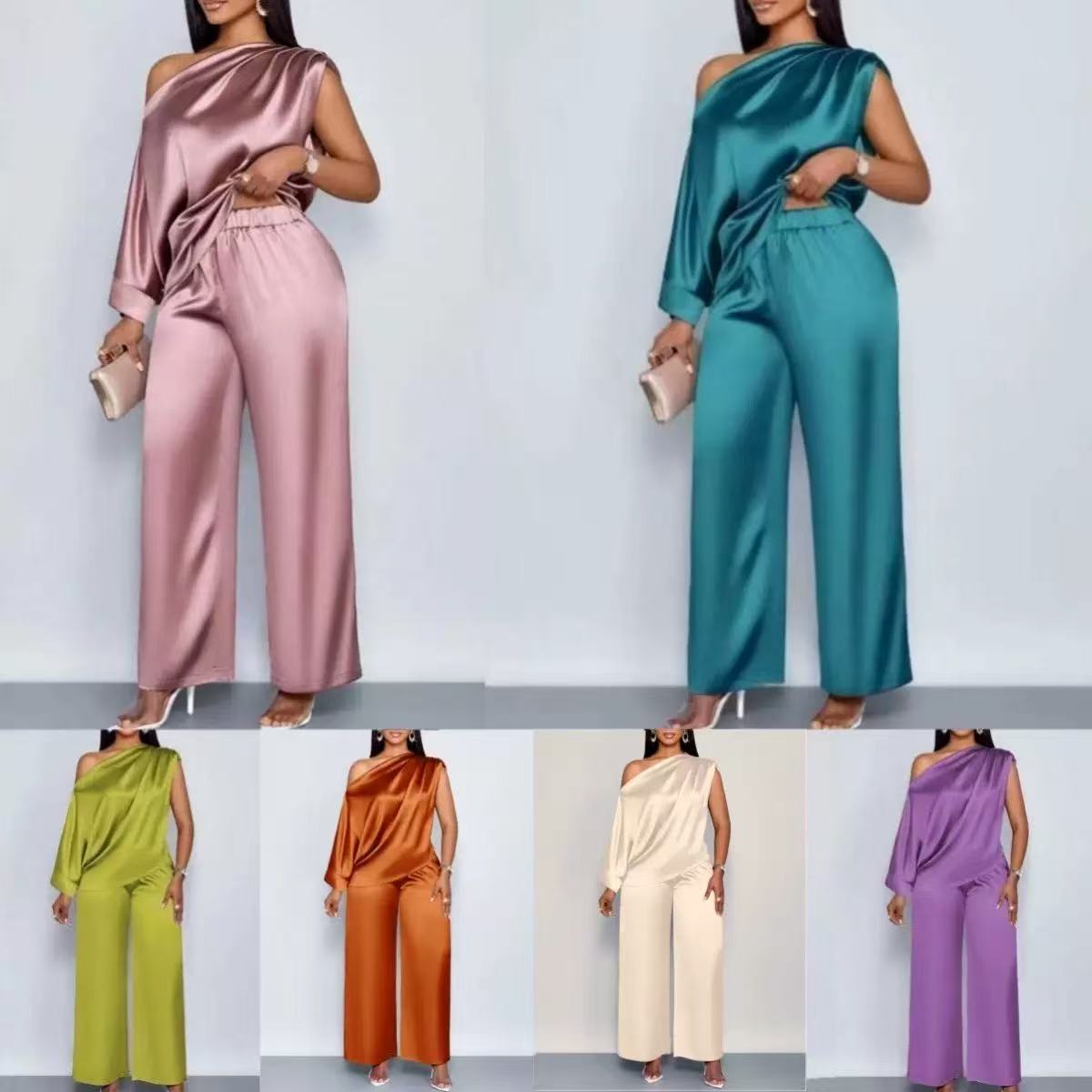 Satin Off-Shoulder Outfit