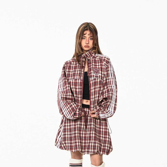 Hot Girl Plaid Stitching Mini Skirt