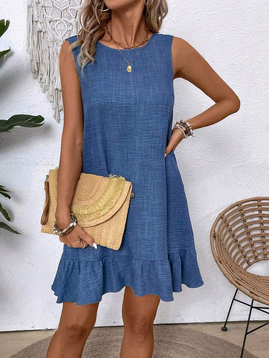 Ruffles Loose Sleeveless Short Dress