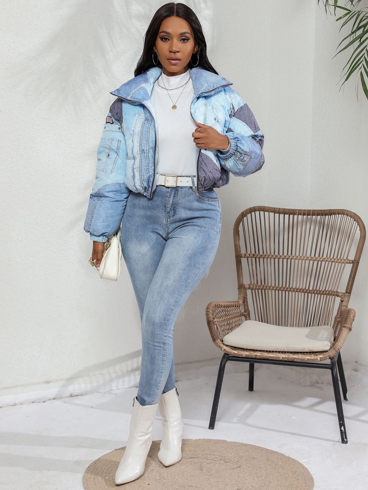 Denim Printed Cotton Coat