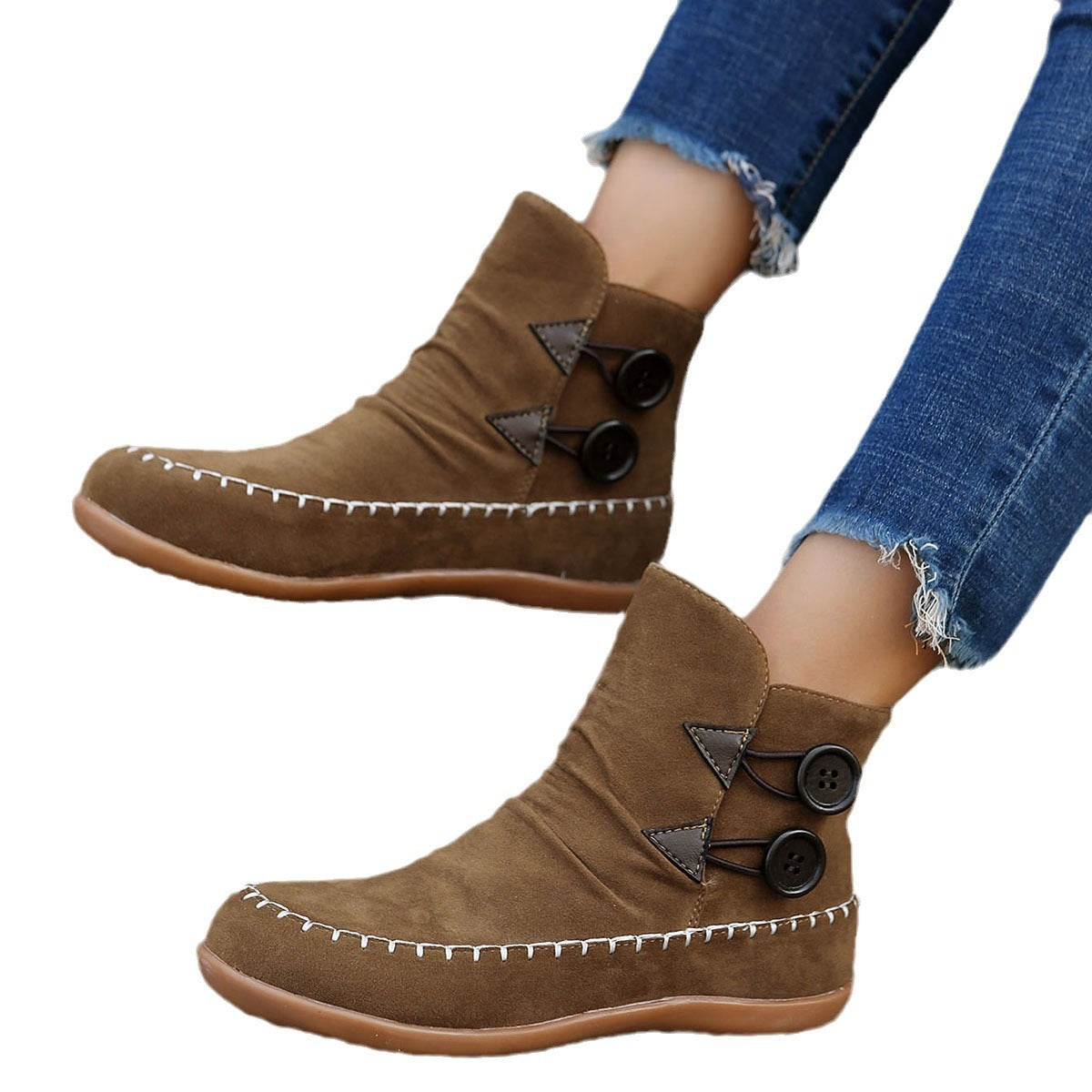 Button-Design Ankle Boots For Women