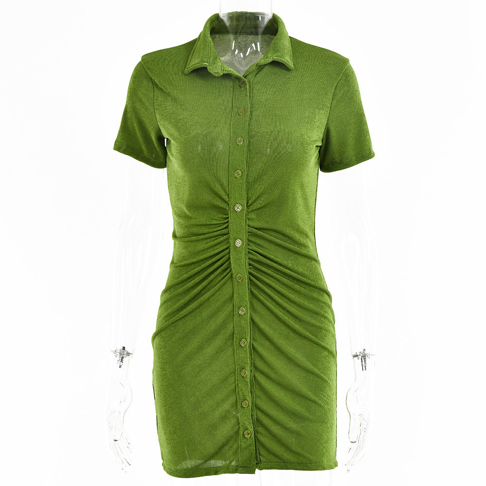 Slim-Fit V-Neck Short Dress