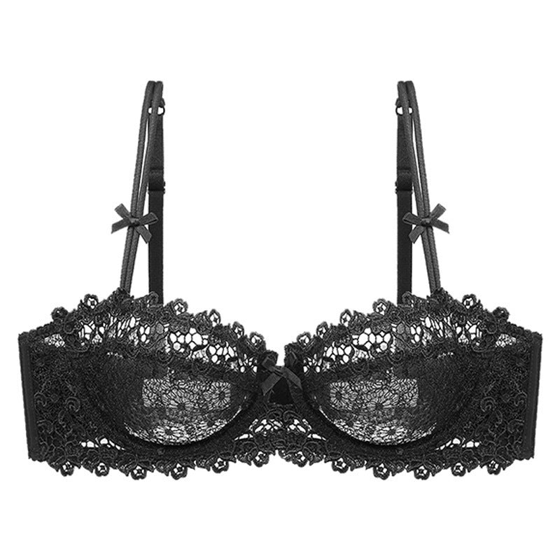 European And American-style Sexy Lingerie Ultra-thin Half-cup, Water-soluble Embroidered Lace Bra