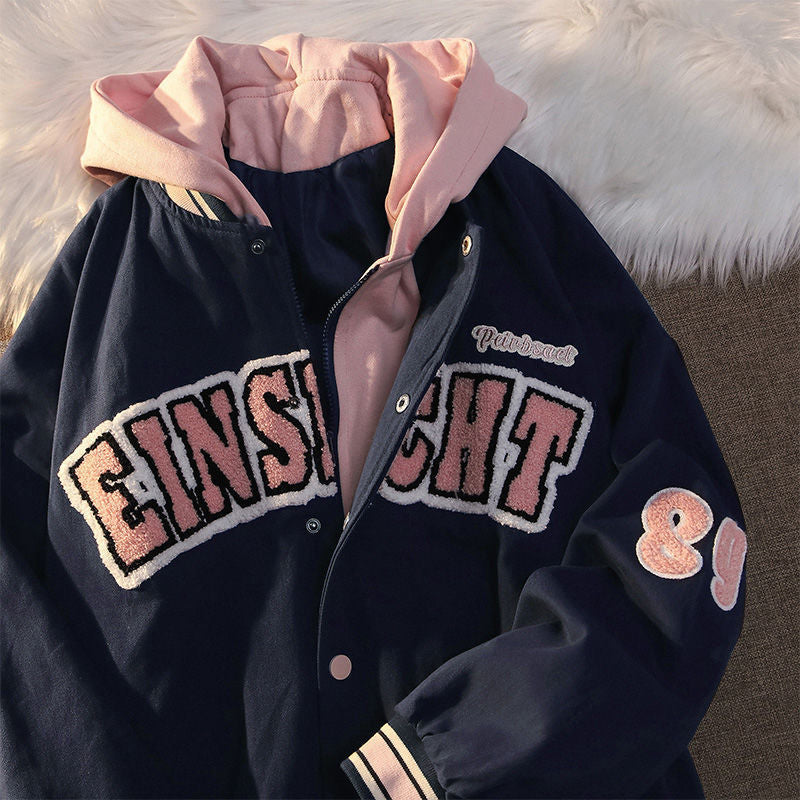 Retro Baseball Loose Design Jacket For Women