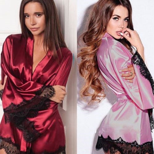 Ladies' Sexy Lingerie Silk Lace Nightdress Pyjamas