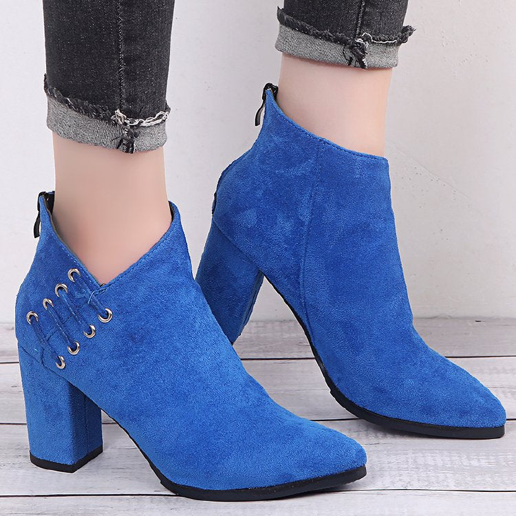 Fashion Pointed-Toe Zipper Martin Ankle Boots For Women