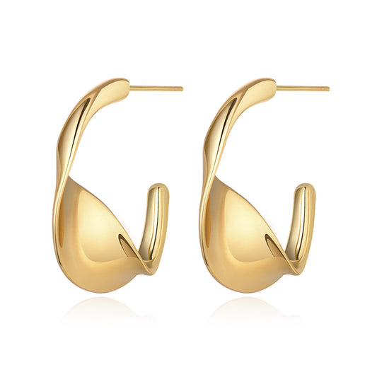 Temperament Twist Golden Earrings