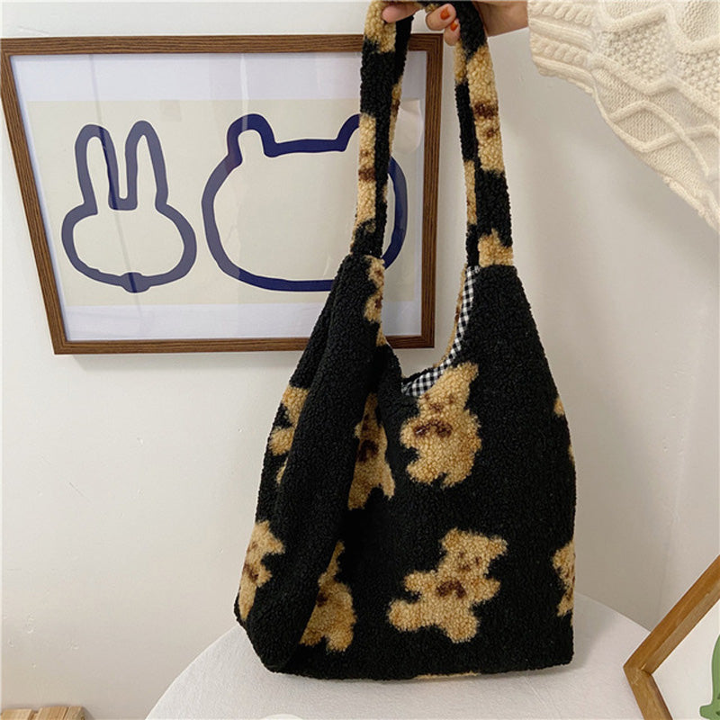 Pretty Bear Print Shopping Handbags For Women