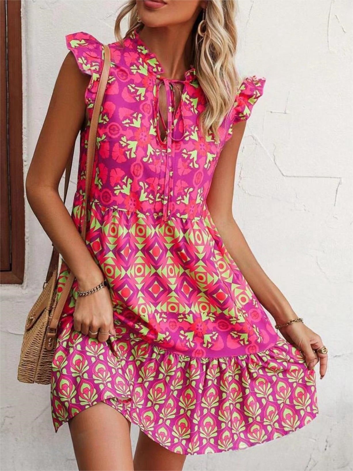 Printed Sleeveless Summer Dress