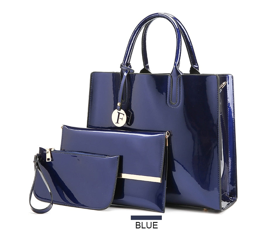 Leather Handbag Set - 3-Piece