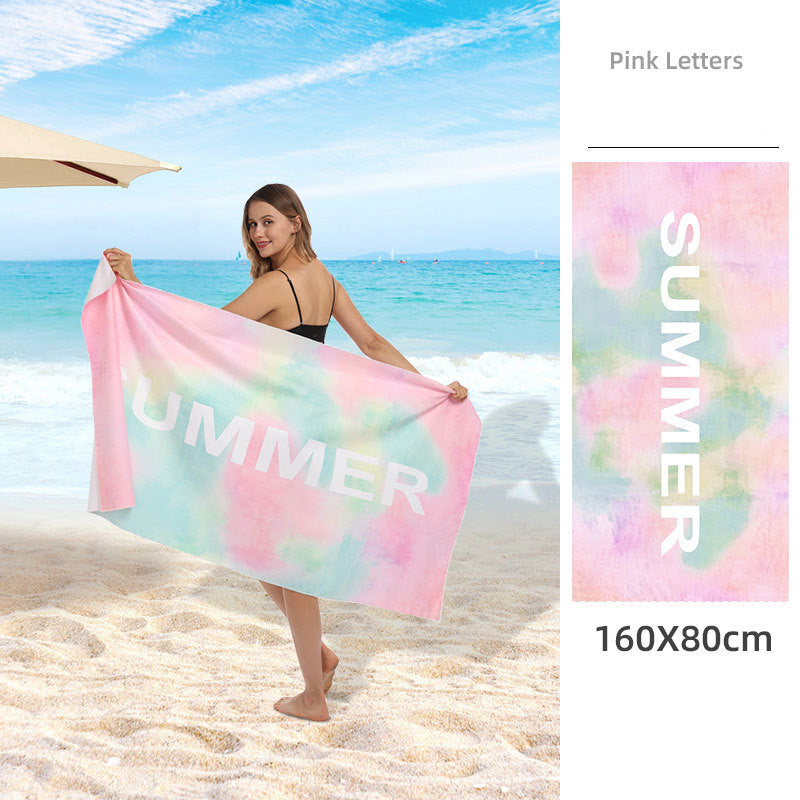 Printed Beach Towel - Microfibre Double-Sided Fleece Beach Towel