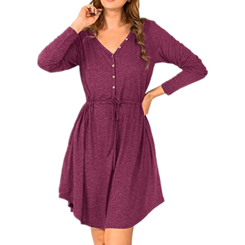 V-Neck Long-Sleeve Princess Dress