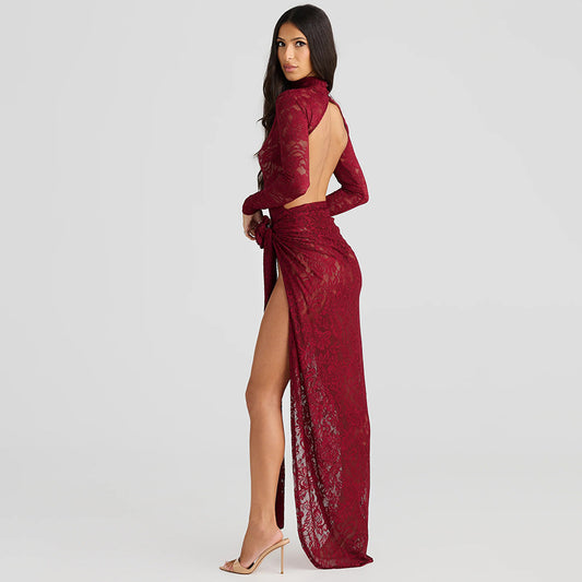 Backless Slim-Fit See-Through Two-Piece Outfit