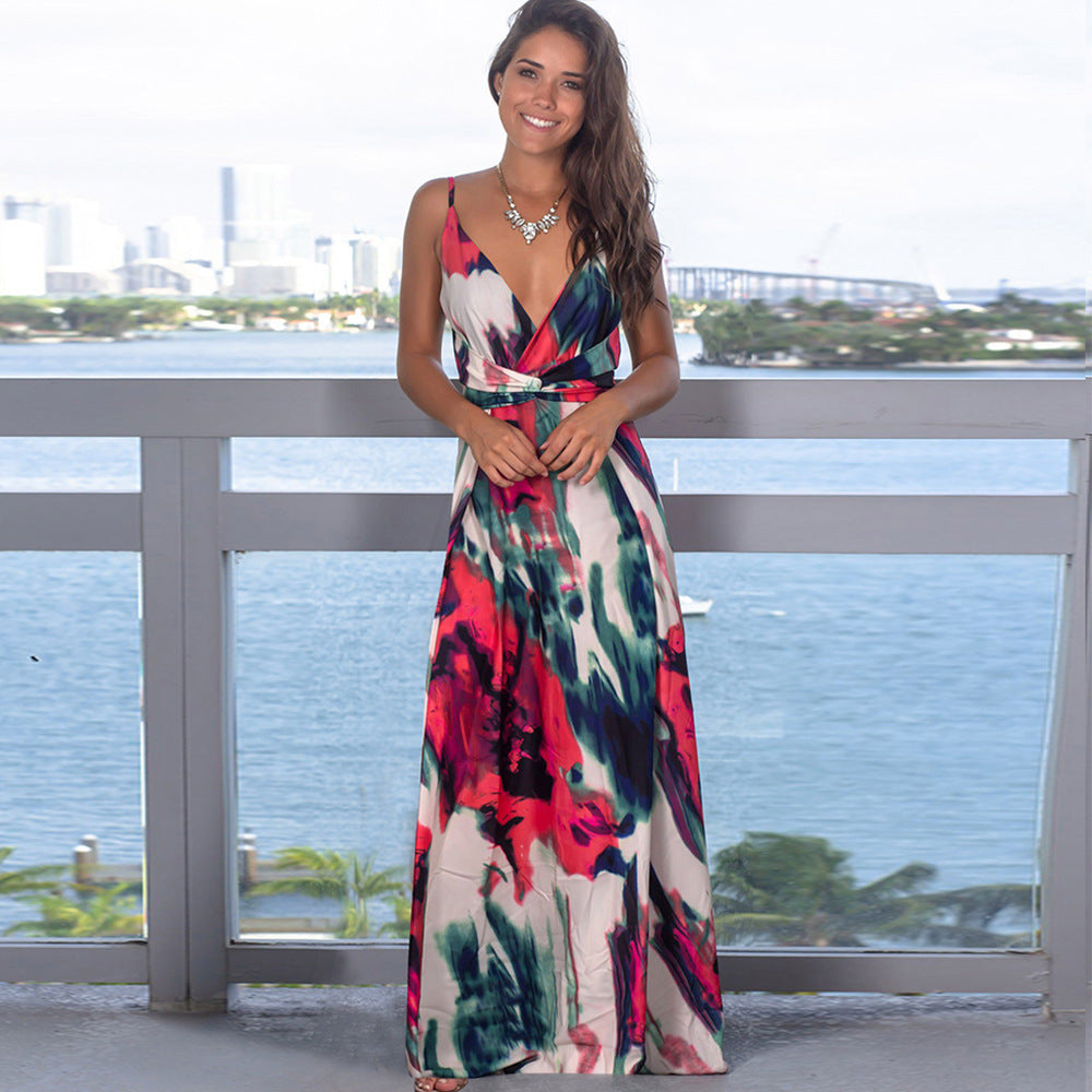 Colourful Printing Long Dress