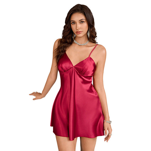 Imitation Silk Short Nightdress