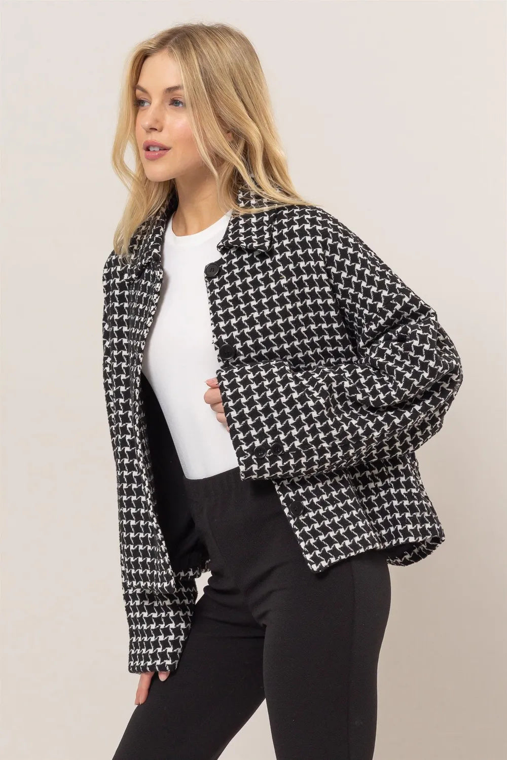 Tweed Plaid Button-Up Jacket - US Only