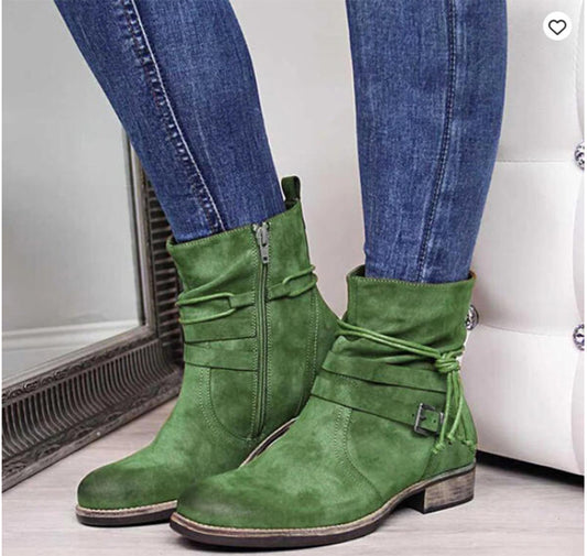 Buckle Ankle Side-Zipper Boots