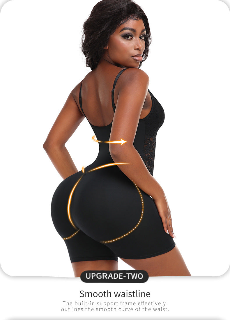 Hip-Shaping Lace Tight Braces Jumpsuit