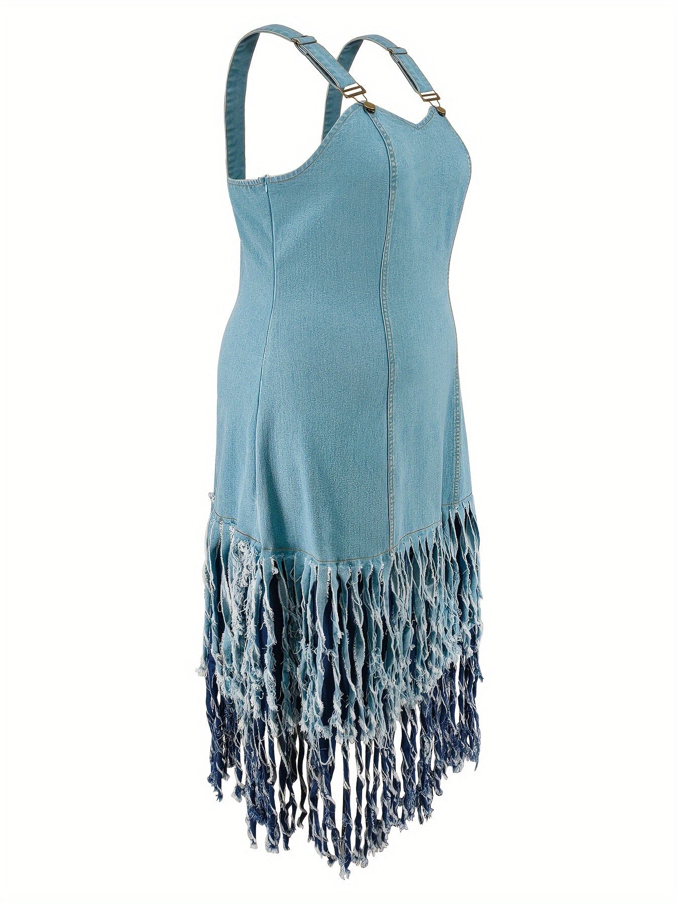 Tassels Plus-Size Fringe Denim Dress