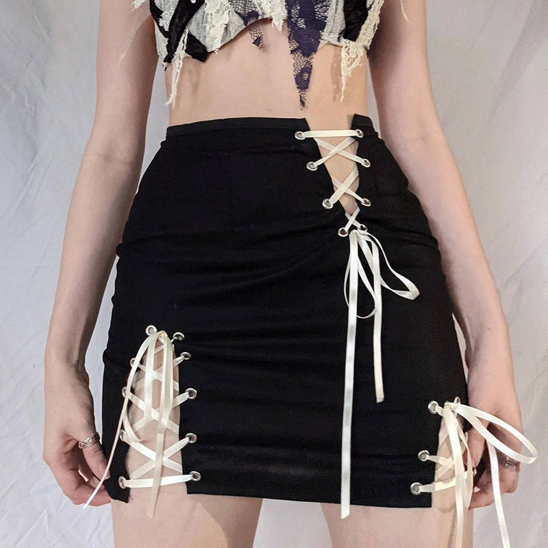 Hot Girl Lace-Up Mini Skirt