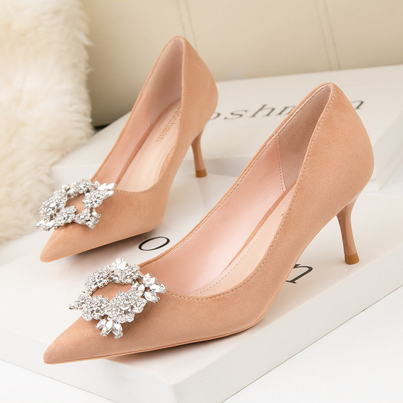 Rhinestones Pointed-Toe High Heels