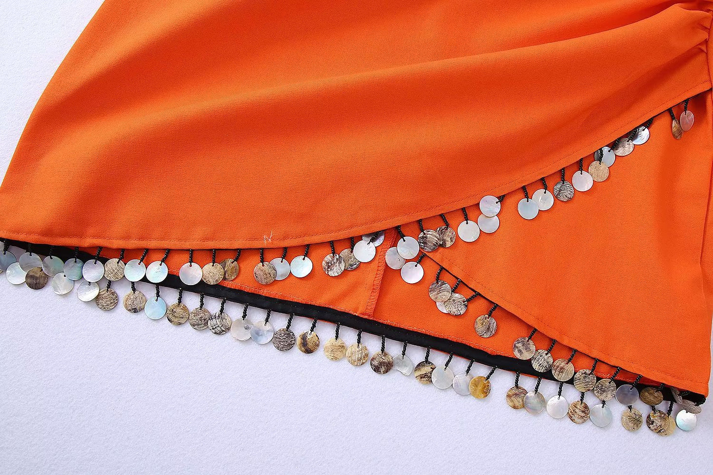 Women's Linen-Blend Beaded Wrap Skirt