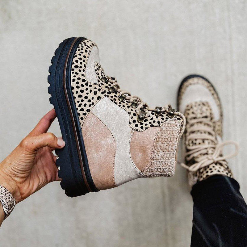 Lace-Up Low-Heel Martin Boots