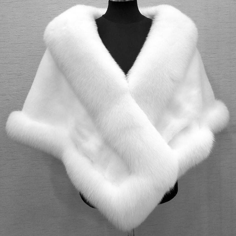 Luxury Fur Poncho Fluffy Shawl Jacket