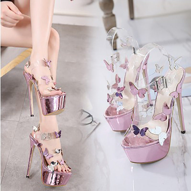 T-Shaped Buckle Bow Open-Toe High-Heel Stilleto Sandals For Women