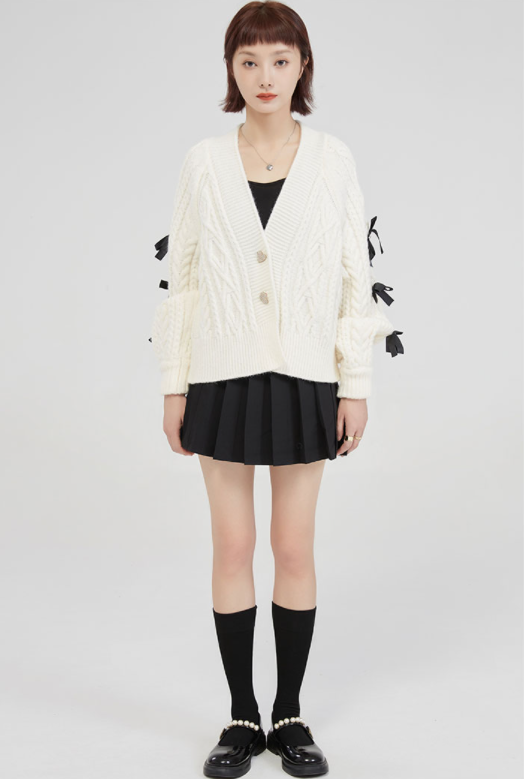 Gentle Wind Bowknot Knitted Cardigan