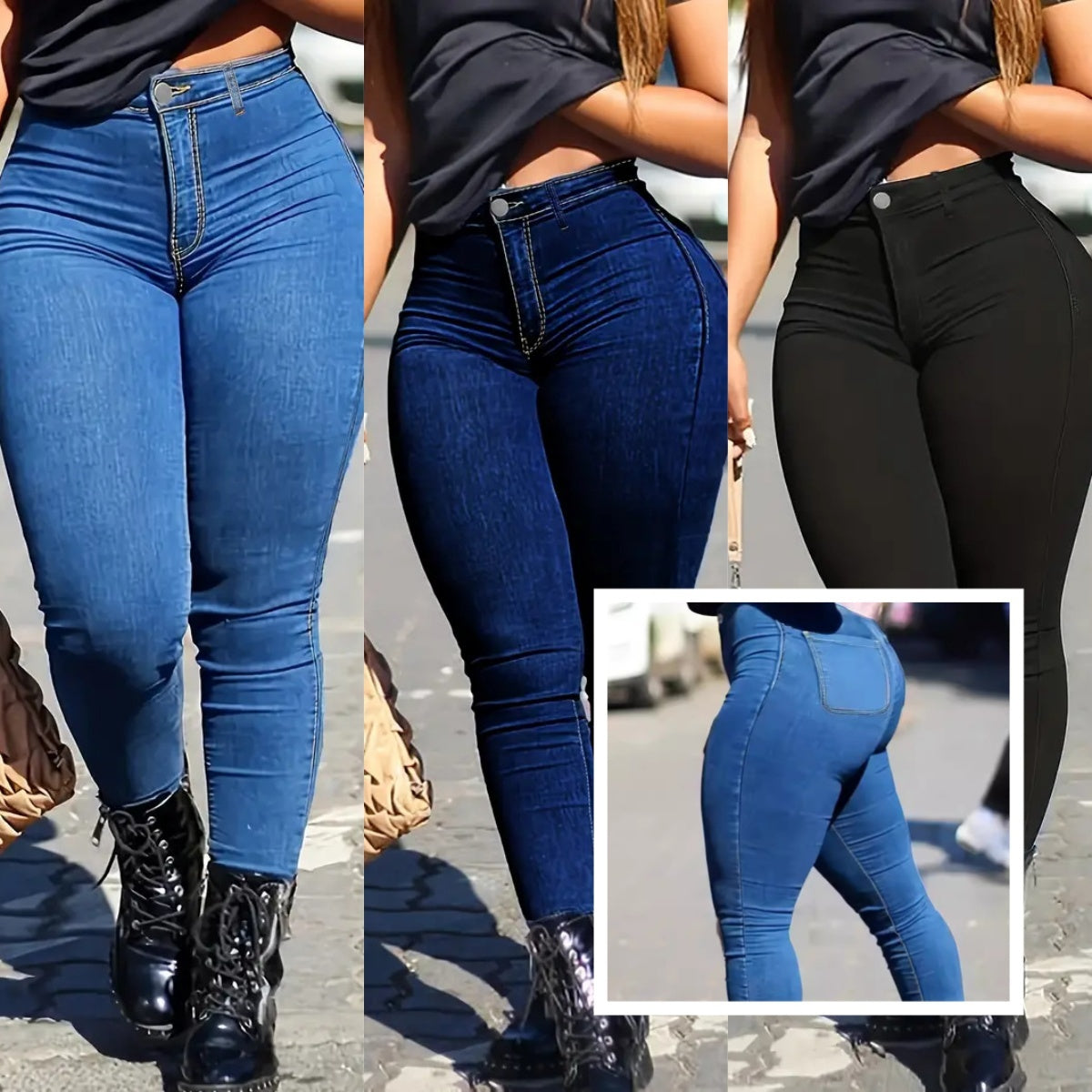 Skinny High-Waist Denim Trousers
